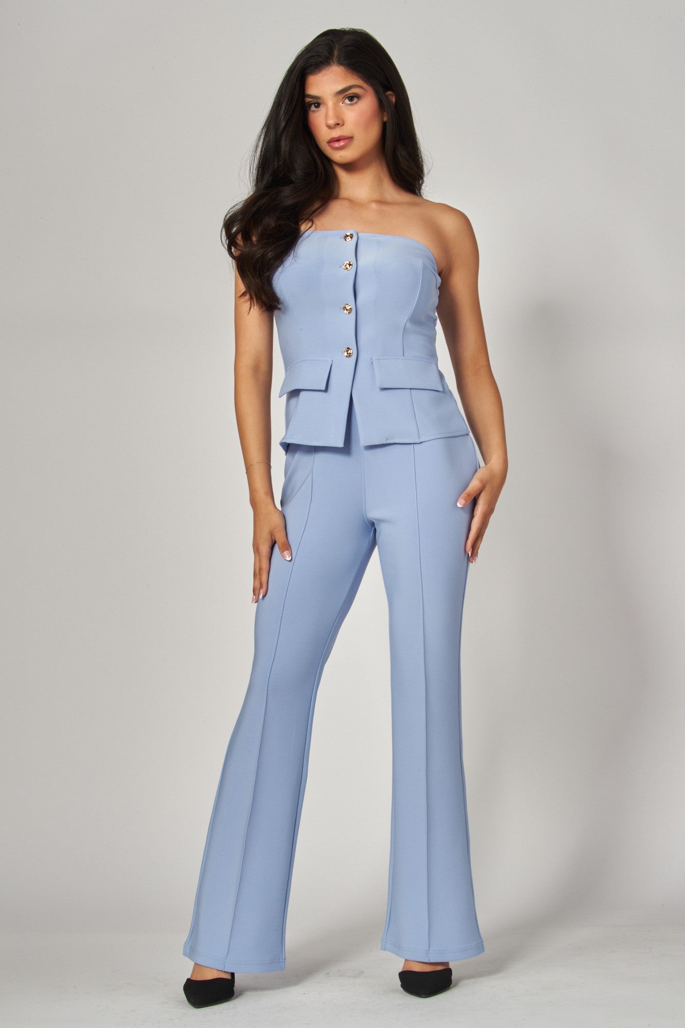 high waisted scuba pintuck pant