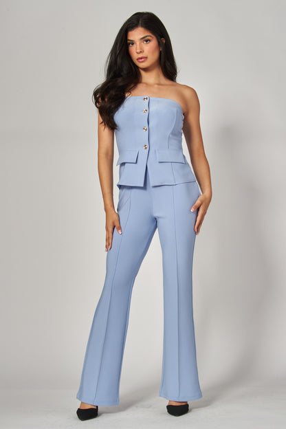 high waisted scuba pintuck pant