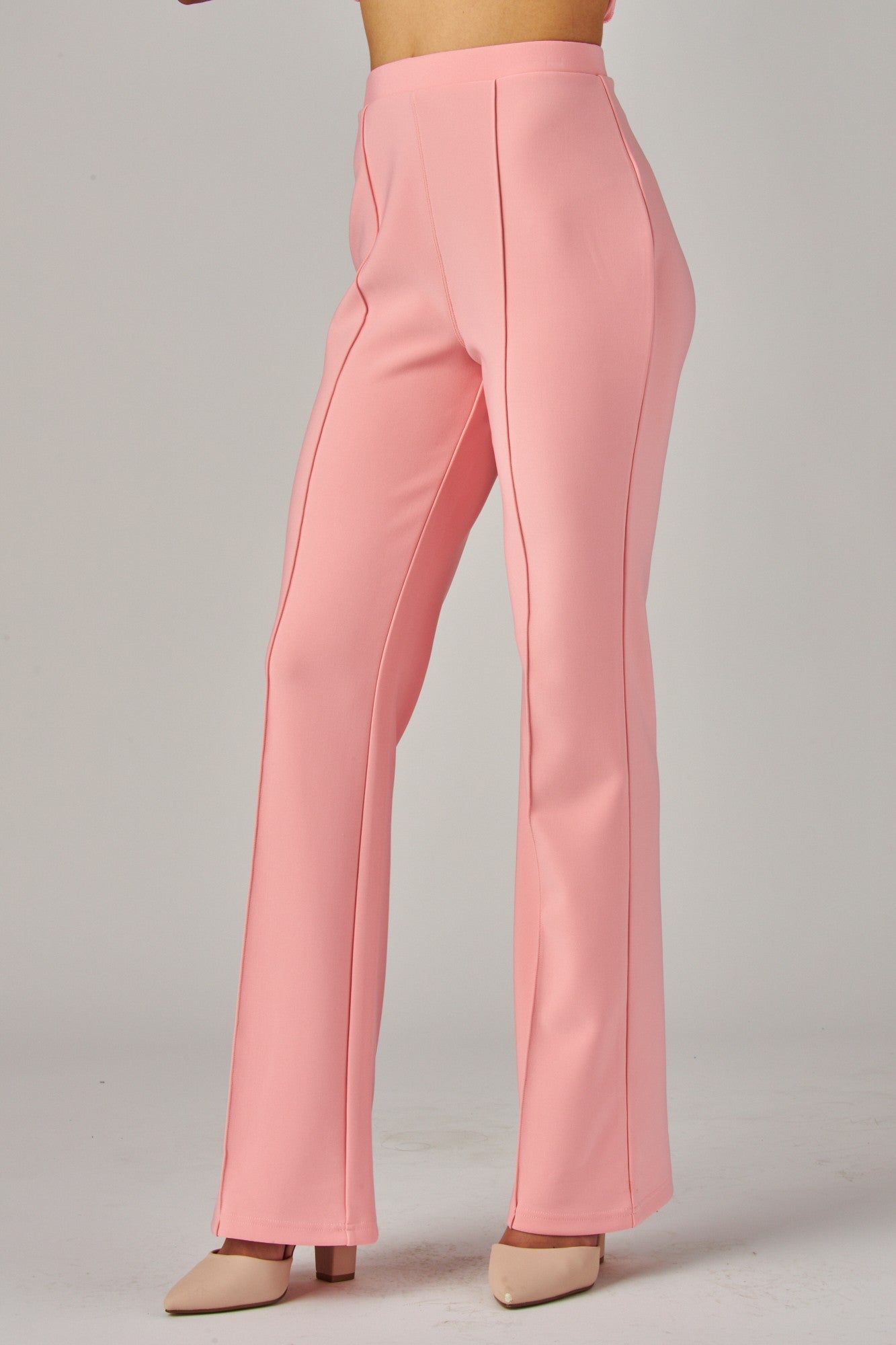 high waisted scuba pintuck pant
