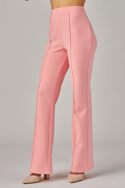 high waisted scuba pintuck pant