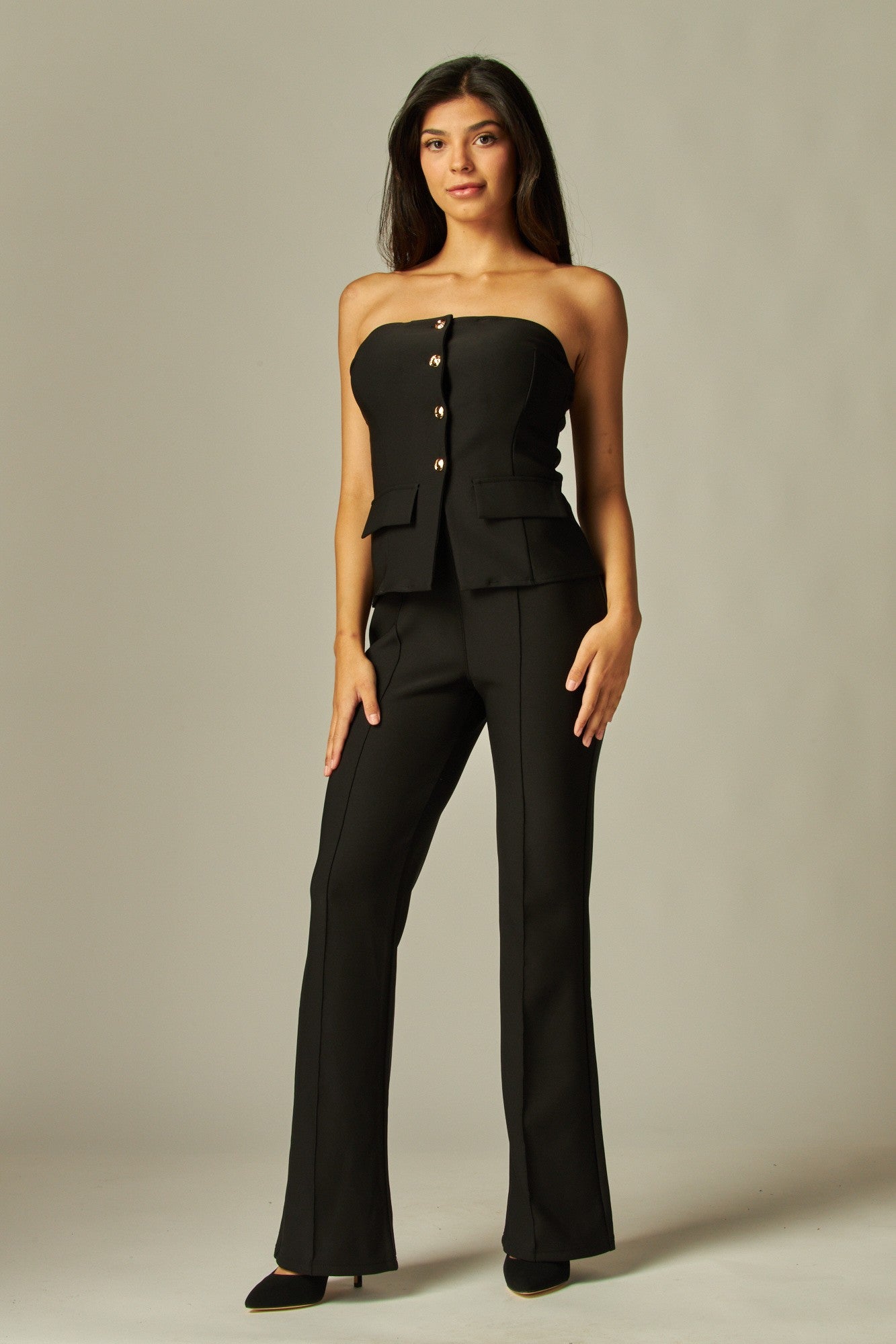 high waisted scuba pintuck pant