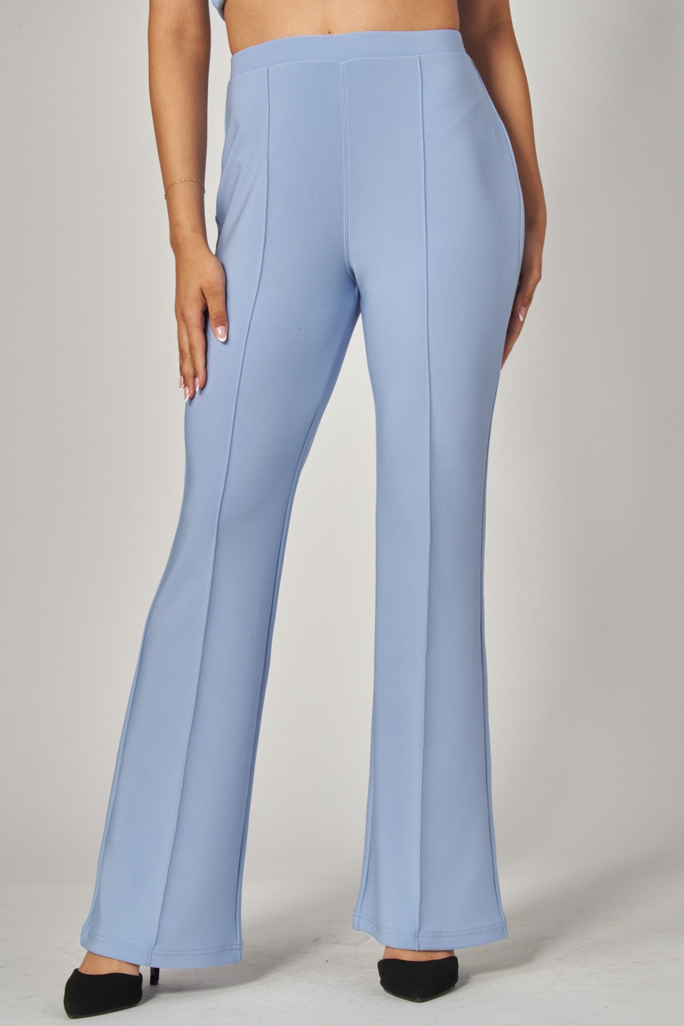 high waisted scuba pintuck pant