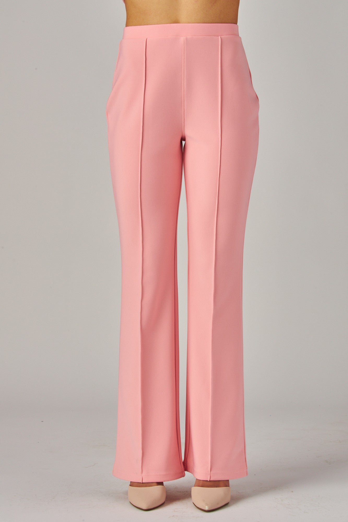 high waisted scuba pintuck pant