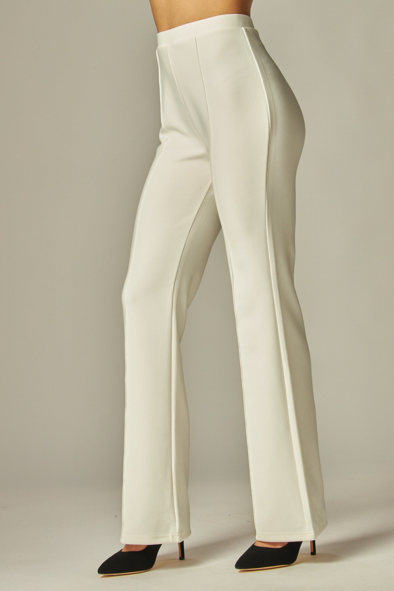 high waisted scuba pintuck pant