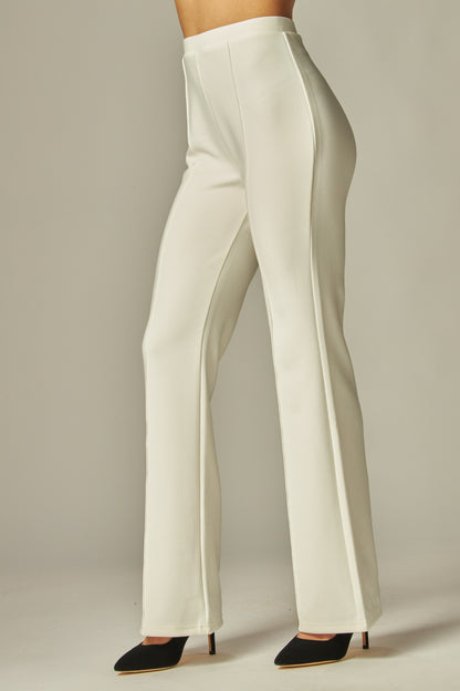 high waisted scuba pintuck pant