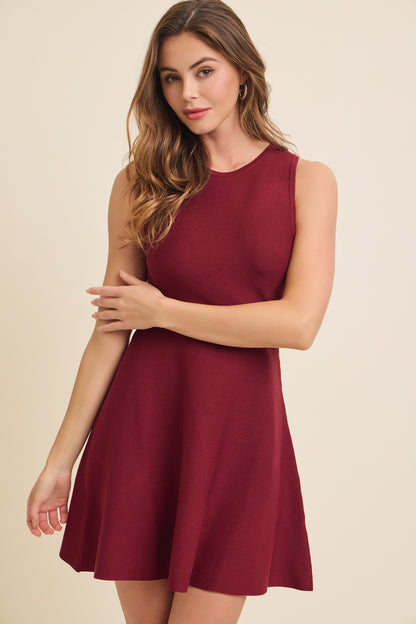 sleeveless fit & flare sweater dress