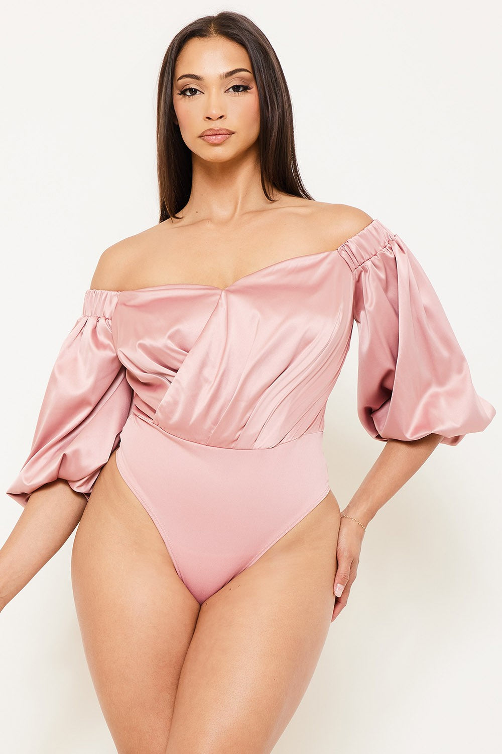 satin surplice off the shoulder bodysuit – RK Collections Boutique