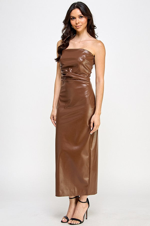 Strapless Faux Leather Dress Black / Large Strapless Faux Leather Dress Black / Large