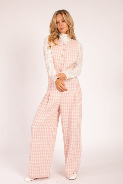 tweed plaid jumpsuit