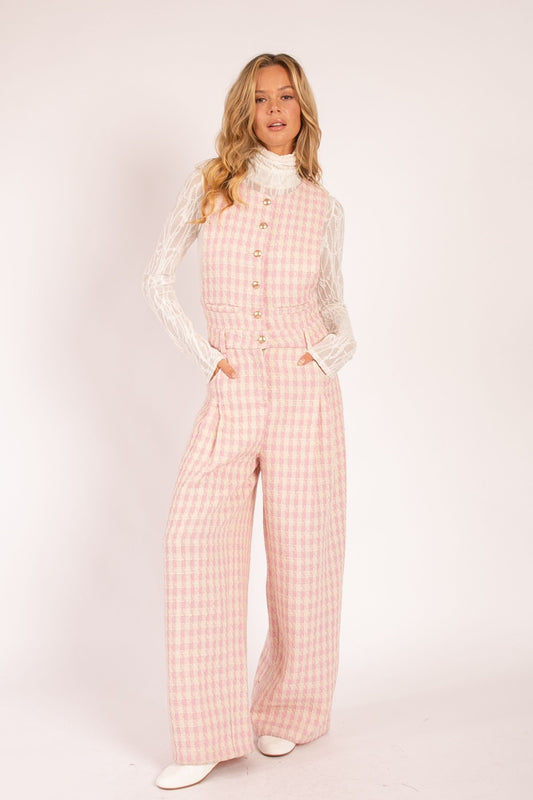 tweed plaid jumpsuit