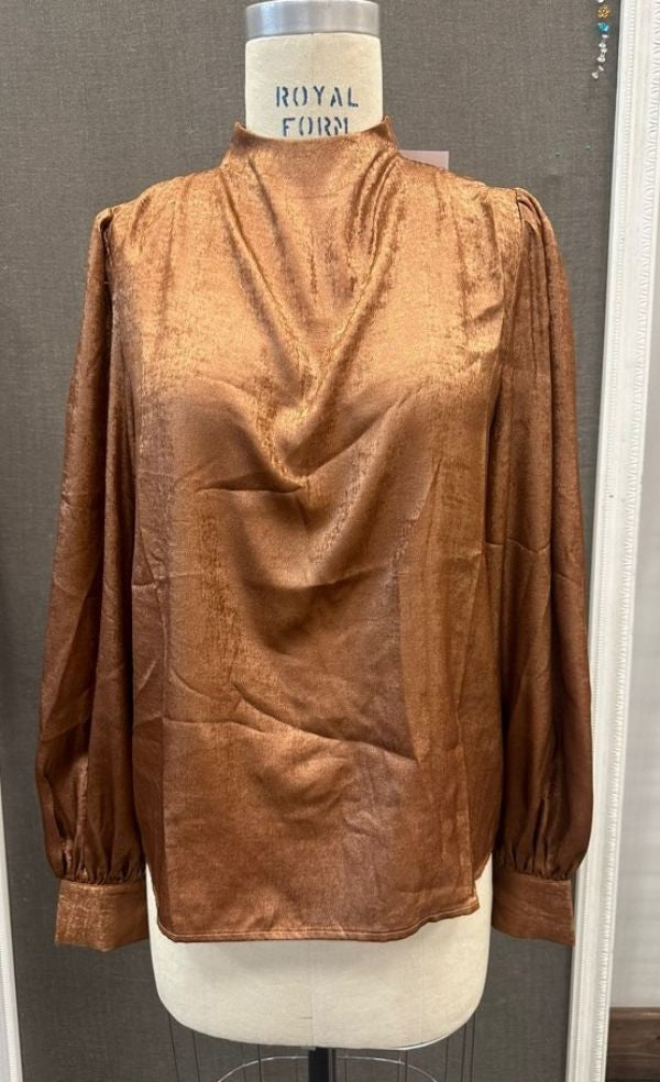 metallic high neck blouse