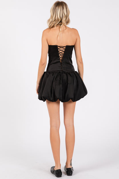 strapless satin corset balloon romper