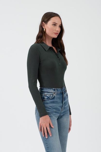 collared long sleeve bodysuit