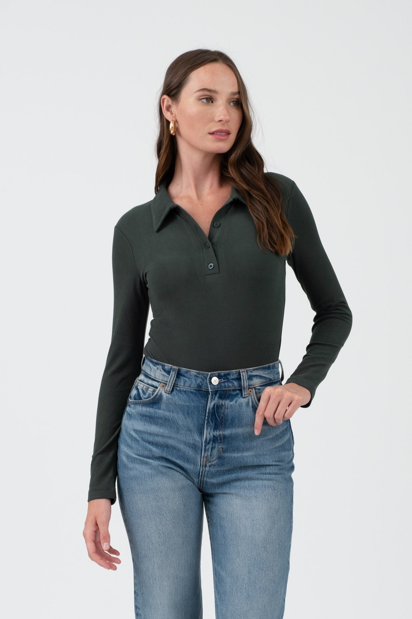 collared long sleeve bodysuit