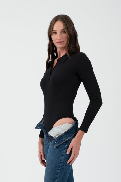 collared long sleeve bodysuit