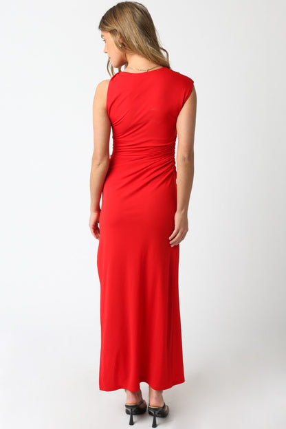 Ava ruched sleeveless maxi dress