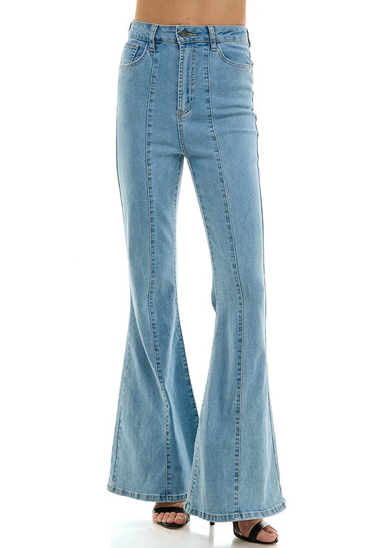 high waist front seam bell bottom jeans