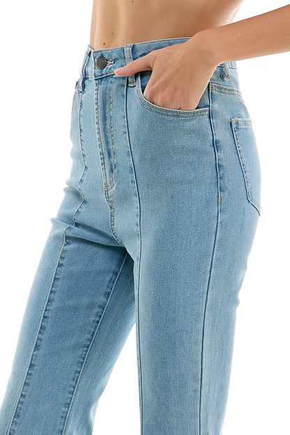 high waist front seam bell bottom jeans