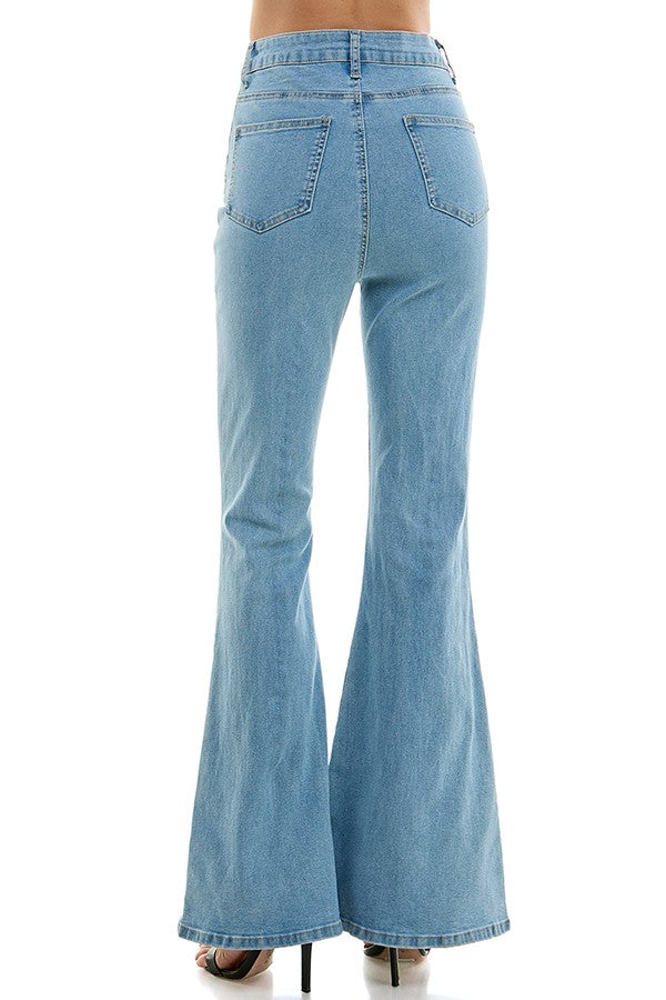 high waist front seam bell bottom jeans
