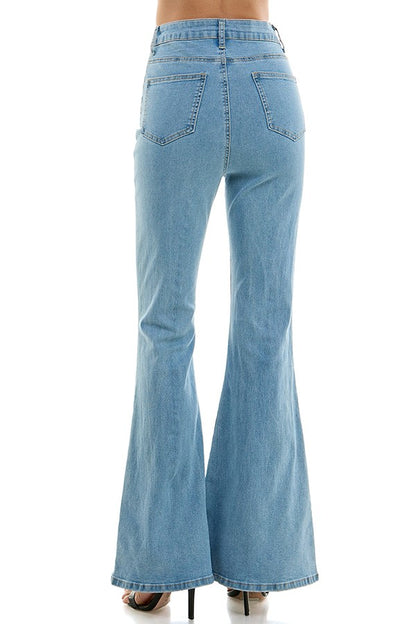 high waist front seam bell bottom jeans