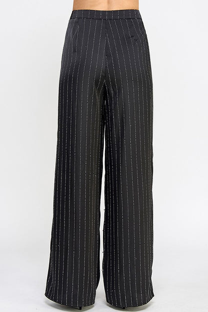 rhinestone stripe wide leg pants