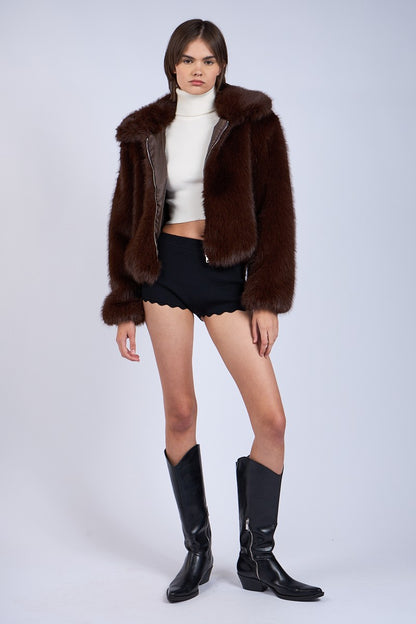 zip up faux fur jacket