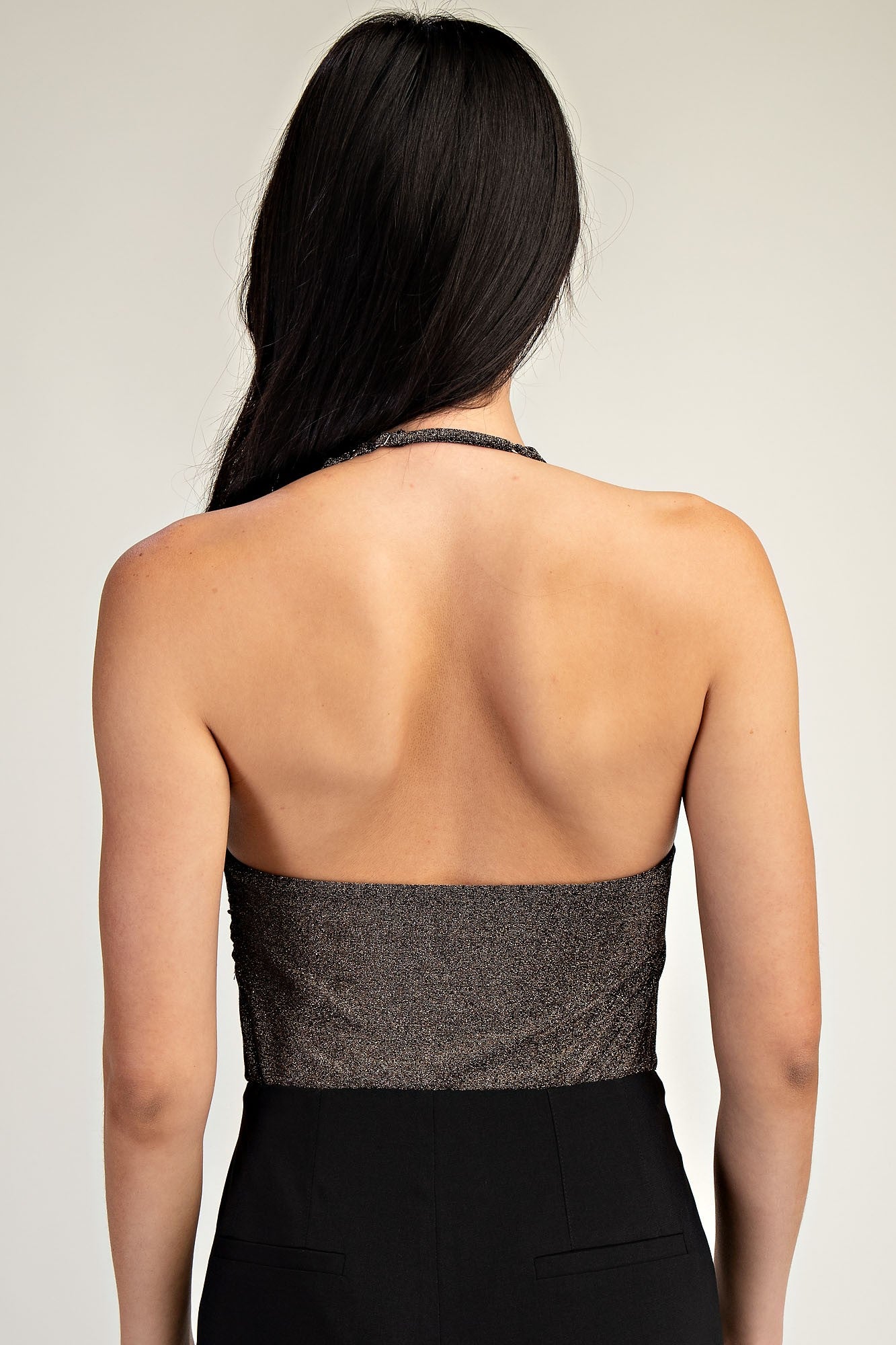 lurex cowl halter bodysuit