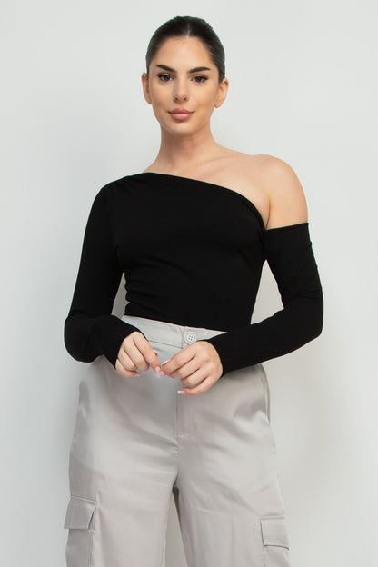 Off One Shoulder Long Sleeve Bodysuit