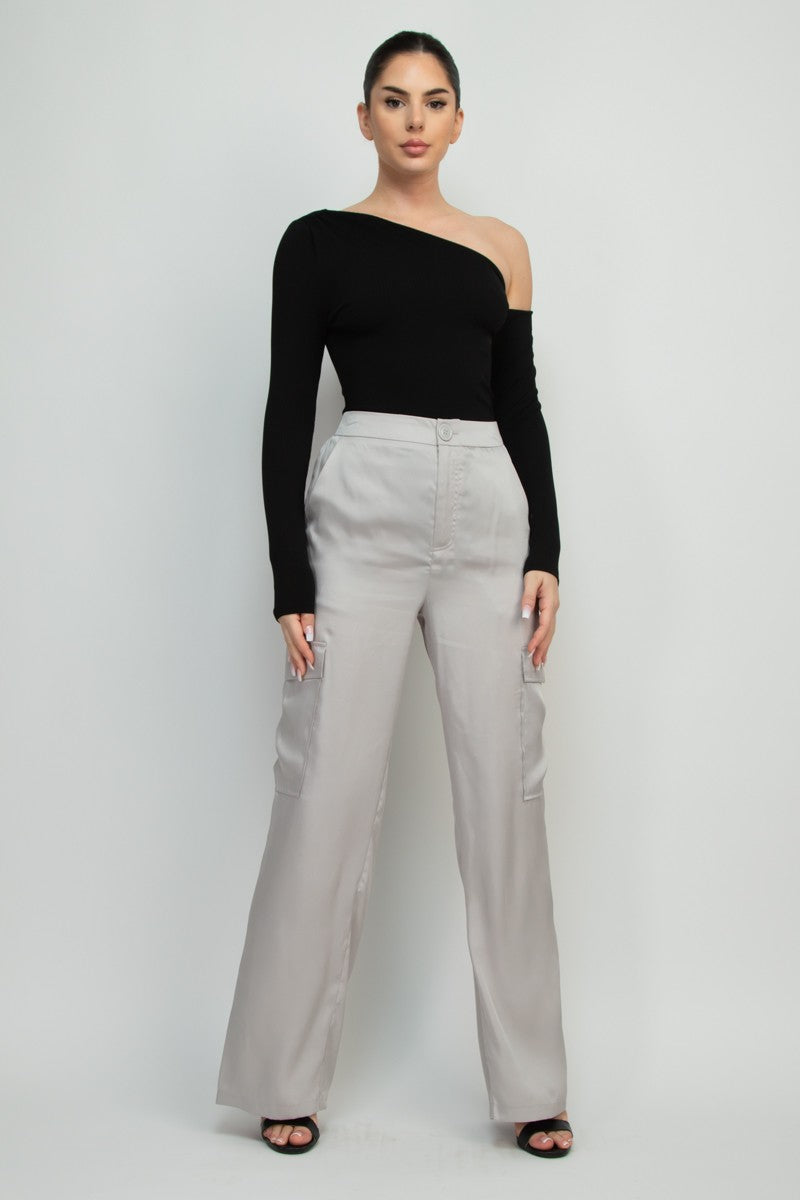 Off One Shoulder Long Sleeve Bodysuit