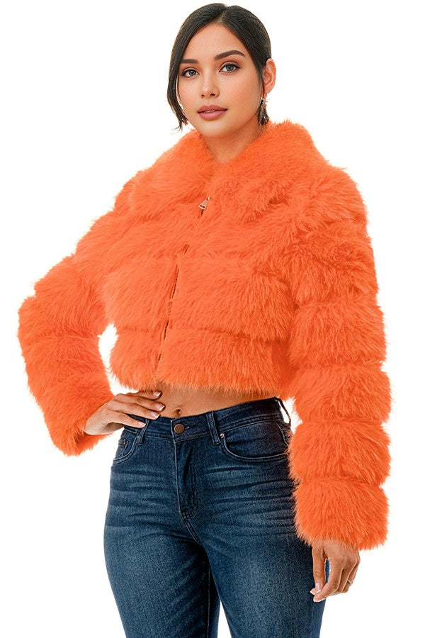 All Over Fuzzy Fur Zip Up Jacket