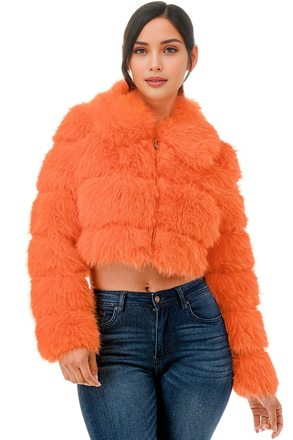 All Over Fuzzy Fur Zip Up Jacket