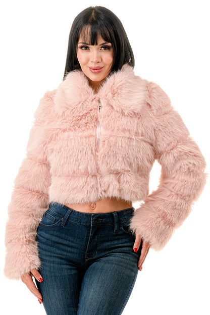 All Over Fuzzy Fur Zip Up Jacket
