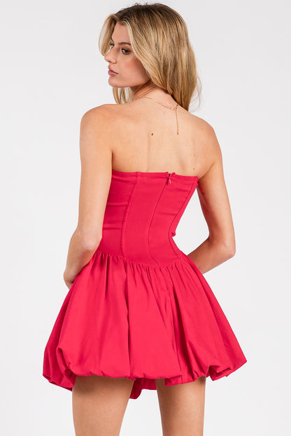 Strapless Boning Bubble Mini Dress