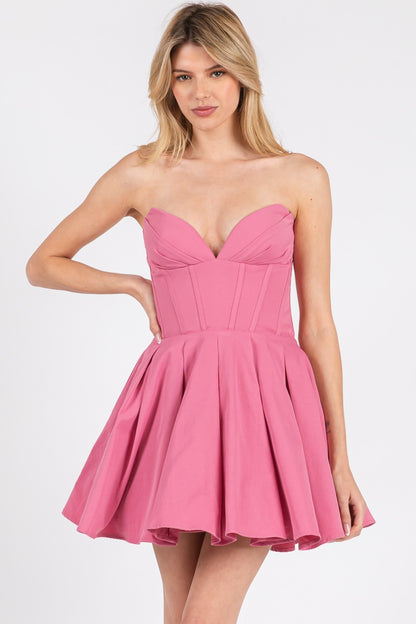 strapless flared dress
