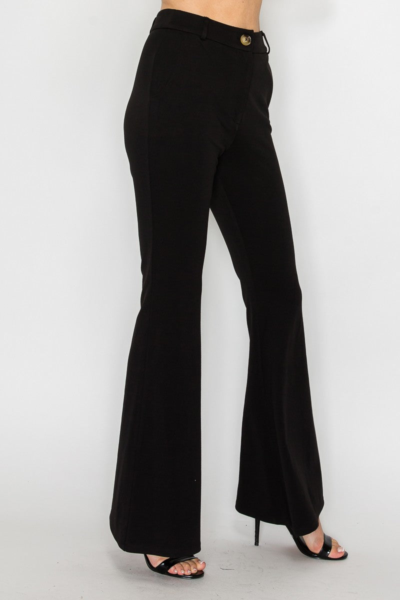 High-rise Fit & Flare Solid Pants