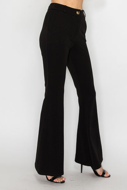 High-rise Fit & Flare Solid Pants