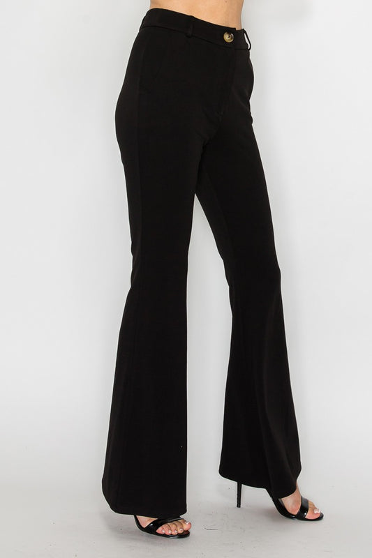 High-rise Fit & Flare Solid Pants