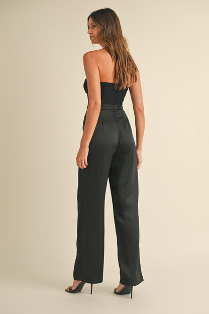 strapless rhinestone bustier jumpsuit