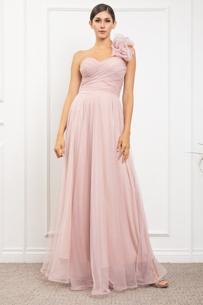 One Shoulder Mech Dress W/ Back Lacing