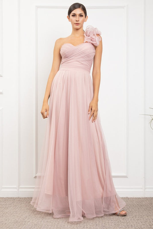 One Shoulder Mech Dress W/ Back Lacing