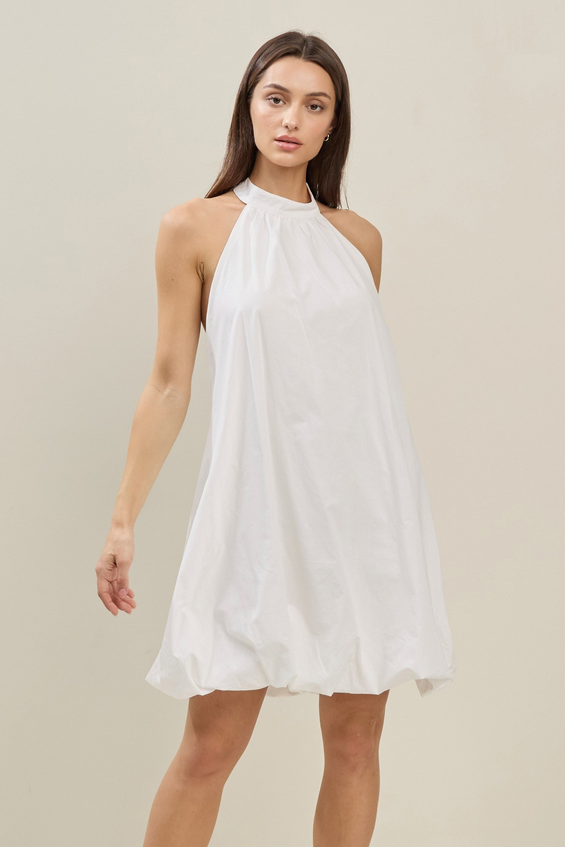 tie back halter bubble dress White / Large tie back halter bubble dress White / Large