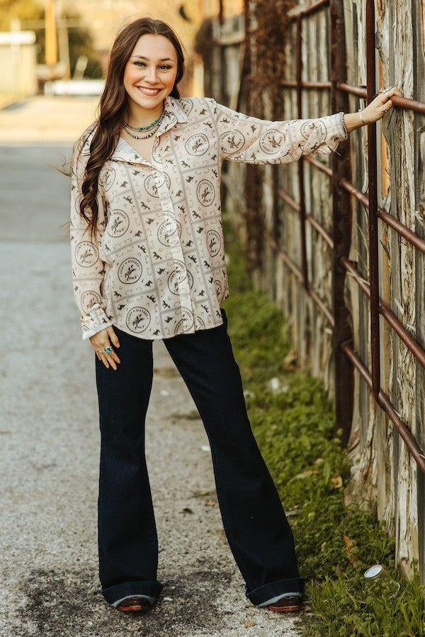 patch pocket high waist flare jean