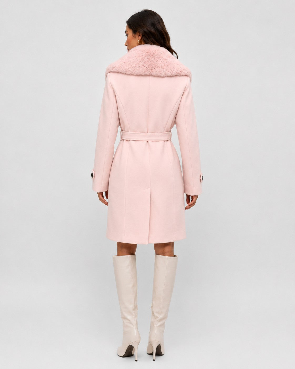 Faux Fur Collar Trench Coat