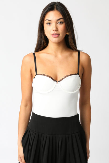 lace trim underwire cami bodysuit