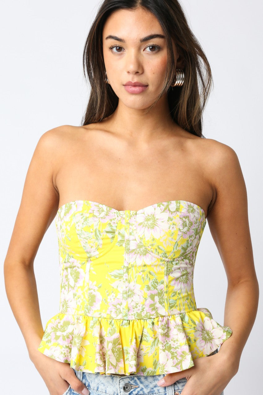 Aliya Floral Peplum Bustier Top
