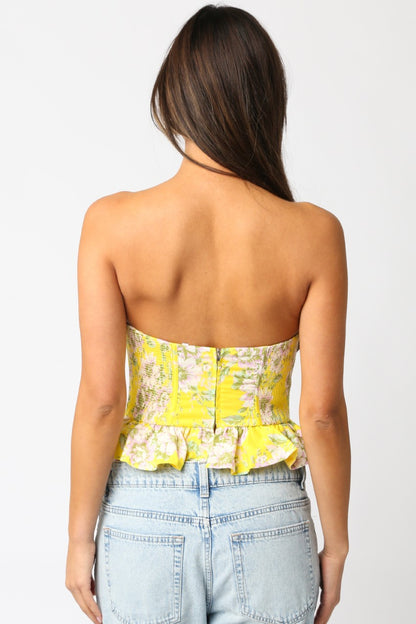 Aliya Floral Peplum Bustier Top