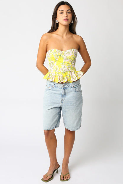 Aliya Floral Peplum Bustier Top