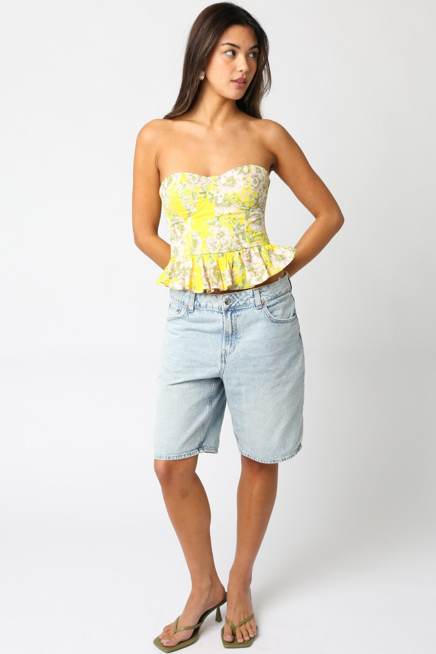 Aliya Floral Peplum Bustier Top
