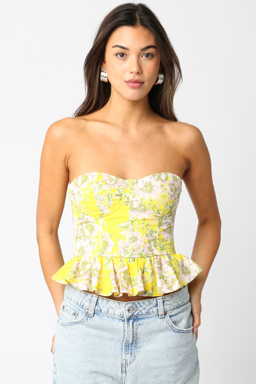 Aliya Floral Peplum Bustier Top