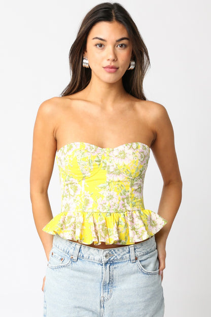 Aliya Floral Peplum Bustier Top